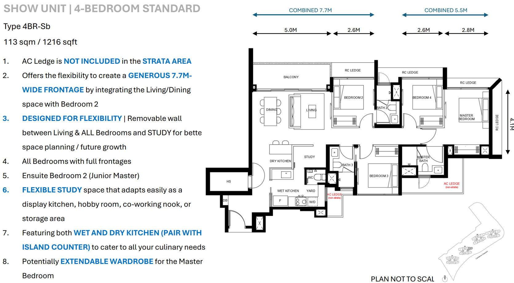 4 Bedrooms Std Show Unit: 1216 sqft (113 sqm) Stack 14 22, Type: 4BR-Sb