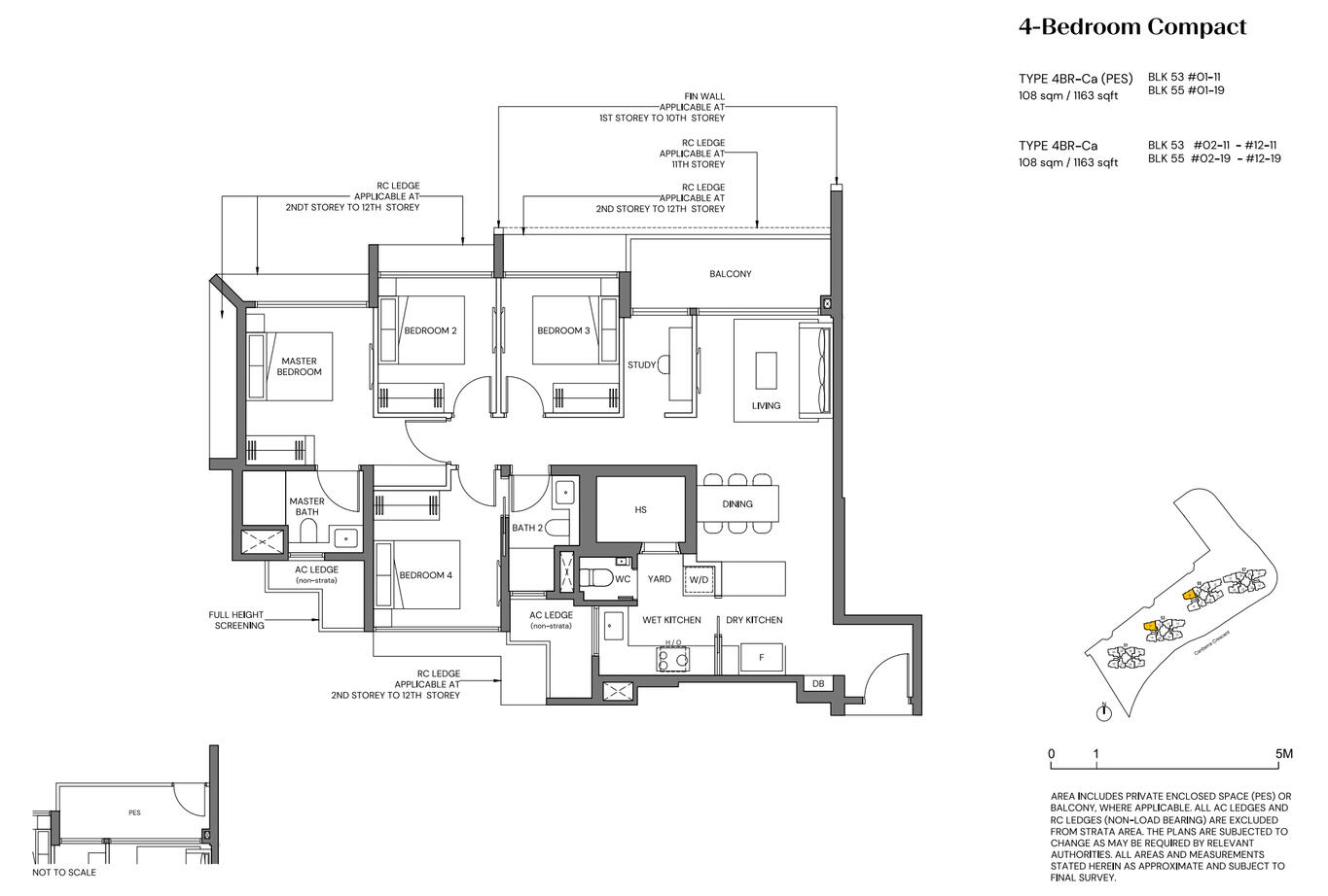 4 Bedrooms Compact: 1163sqft (108 sqm) Stack 11 19, Type: 4BR-Ca